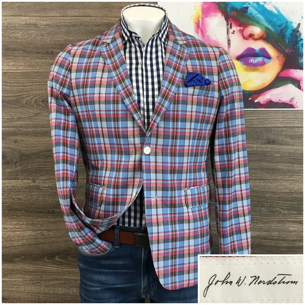 New Men's John W Nordstrom Blazer Sport Coat Two Button Cotton Sports Jacket 40R
